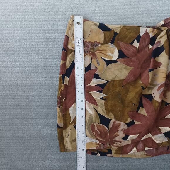 VTG Y2K Express Wrap Skirt Women L Brown Dark Floral Mini Femme Fairy Beach 90s - Picture 6 of 7